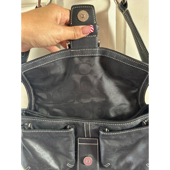 Vintage Y2K Coach 3653 Rare Black Leather Buckle Sufflette Soho Shoulder Bag - Picture 6 of 9